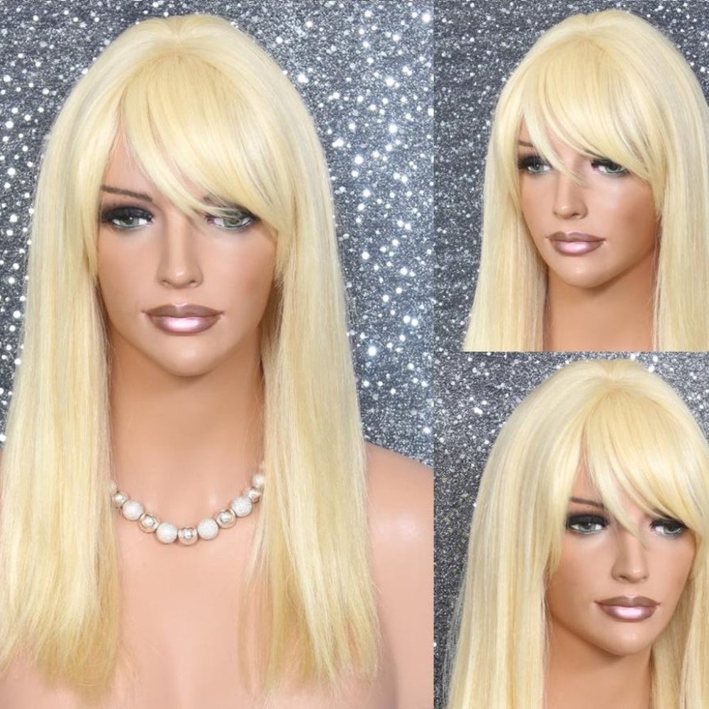 100% Human Hair Wig Bleached Blonde